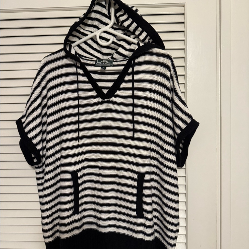 Ralph Lauren L-RL Black & White Striped Hoodie❗️